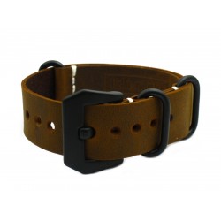 HNS Handmade Antique Vintage Style Brown Calf Leather Watch Strap With PVD Coated PRE-V Buckle