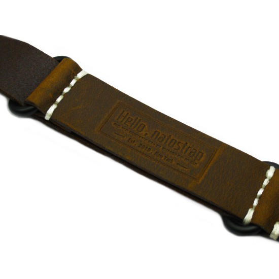 HNS Handmade Antique Vintage Style Brown Calf Leather Watch Strap With PVD Coated PRE-V Buckle