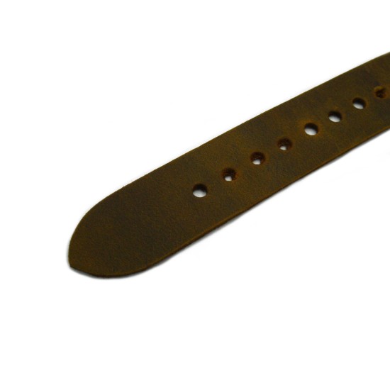HNS Handmade Antique Vintage Style Brown Calf Leather Watch Strap With PVD Coated PRE-V Buckle