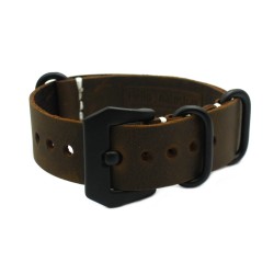 HNS Handmade Antique Vintage Style Dark Brown Calf Leather Watch Strap With PVD Coated PRE-V Buckle