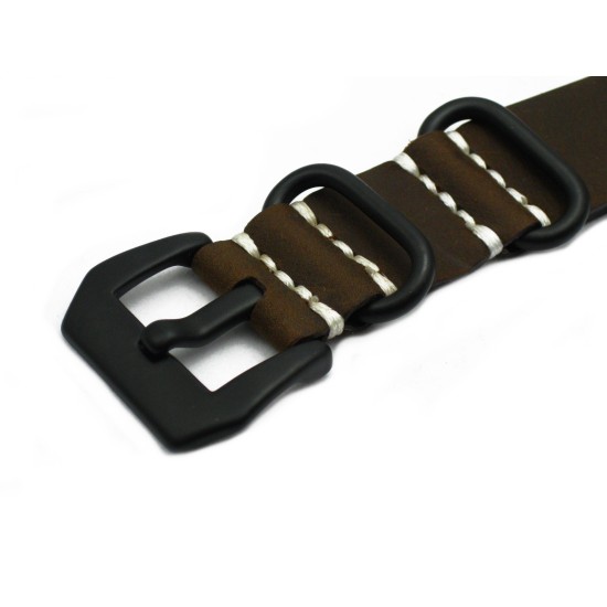 HNS Handmade Antique Vintage Style Dark Brown Calf Leather Watch Strap With PVD Coated PRE-V Buckle