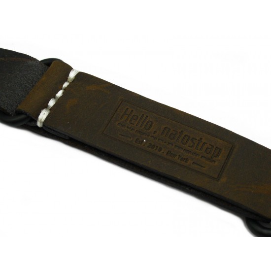 HNS Handmade Antique Vintage Style Dark Brown Calf Leather Watch Strap With PVD Coated PRE-V Buckle