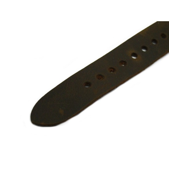 HNS Handmade Antique Vintage Style Dark Brown Calf Leather Watch Strap With PVD Coated PRE-V Buckle
