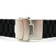 HNS BLACK SILICONE DIVER RUBBER WATCH STRAP WITH DEPLOYMENT BUCKLE