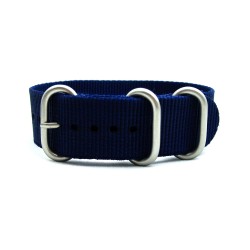 HNS Navy Blue Heavy Duty Ballistic Nylon Watch Strap with 3 Matt Stainless Steel Rings
