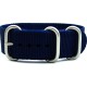 HNS Navy Blue Heavy Duty Ballistic Nylon Watch Strap with 3 Matt Stainless Steel Rings