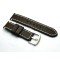 HNS 24MM Italian Dark Brown Calf Strap With Handed White Rough Sewn In Brushed Buckle