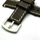 HNS 24MM Italian Dark Brown Calf Strap With Handed White Rough Sewn In Brushed Buckle