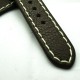 HNS 24MM Italian Dark Brown Calf Strap With Handed White Rough Sewn In Brushed Buckle