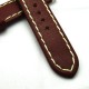 HNS 24MM Italian Dark Red Calf Strap With Handed White Rough Sewn In Brushed Buckle