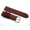 HNS 24MM Italian Dark Red Calf Strap With Handed White Slim Sewn In Brushed Buckle