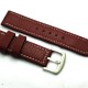 HNS 24MM Italian Dark Red Calf Strap With Handed White Slim Sewn In Brushed Buckle