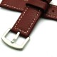 HNS 24MM Italian Dark Red Calf Strap With Handed White Slim Sewn In Brushed Buckle