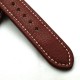 HNS 24MM Italian Dark Red Calf Strap With Handed White Slim Sewn In Brushed Buckle
