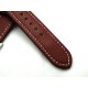 HNS 24MM Italian Dark Red Calf Strap With Handed White Slim Sewn In Brushed Buckle