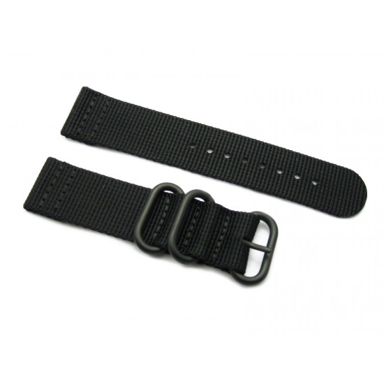 22mm Black x Khaki Rugged Nylon Military Watch Strap