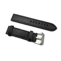 HNS Handmade Black Calf Leather Watch Strap With 2 Leather Rings