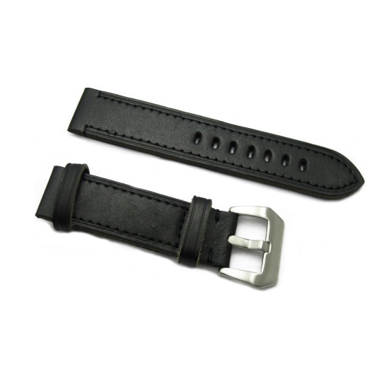 HNS Handmade Black Calf Leather Watch Strap With 2 Leather Rings