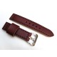 HNS 22MM Handmade Italian Dark Brown Calf Strap With Handed Brown Sewn In PRE-V Brushed Buckle