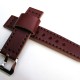 HNS 22MM Handmade Italian Dark Brown Calf Strap With Handed Brown Sewn In PRE-V Brushed Buckle