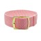 HNS 22MM Pink Perlon Braided Woven Strap With Gold Brushed Stainless Steel Buckle