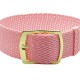 HNS 22MM Pink Perlon Braided Woven Strap With Gold Brushed Stainless Steel Buckle