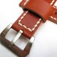 HNS 24MM Handmade Italian Calf Tan Strap With Handed White Sewn PRE-V Brushed Buckle