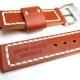 HNS 24MM Handmade Italian Calf Tan Strap With Handed White Sewn PRE-V Brushed Buckle