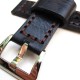 HNS 22MM Handmade Italian Calf Black Strap With Handed Brown Sewn In PRE-V Polished Buckle