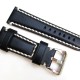 HNS 26MM Handmade Black Italian Calf Strap with Handed White sewn in PRE-V Polished Buckle