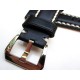 HNS 26MM Handmade Black Italian Calf Strap with Handed White sewn in PRE-V Polished Buckle