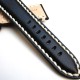 HNS 26MM Handmade Black Italian Calf Strap with Handed White sewn in PRE-V Polished Buckle
