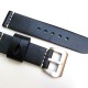 HNS 24MM Handmade Natural Black Strap With Handed White Sewn In PRE-V Brushed Buckle