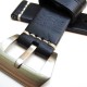 HNS 24MM Handmade Natural Black Strap With Handed White Sewn In PRE-V Brushed Buckle