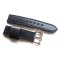 HNS 22MM Handmade Italian Calf Black Strap With Handed Black Sewn PRE-V Polished Buckle