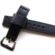 HNS 22MM Handmade Italian Calf Black Strap With Handed Black Sewn PRE-V Polished Buckle