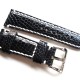 HNS 26MM Handmade The Nile Yi Dragon Black Skin Watch Strap With Handed White Sewn In PRE-V Polished Buckle