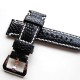 HNS 26MM Handmade The Nile Yi Dragon Black Skin Watch Strap With Handed White Sewn In PRE-V Polished Buckle