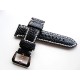 HNS 26MM Handmade The Nile Yi Dragon Black Skin Watch Strap With Handed White Sewn In PRE-V Polished Buckle