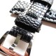 HNS 26MM Handmade The Nile Yi Dragon Black Skin Watch Strap With Handed White Sewn In PRE-V Polished Buckle