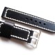 HNS 24MM Handmade Italian Natural Black Strap With Handed White Sewn In PRE-V Brushed Buckle