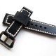 HNS 24MM Handmade Italian Natural Black Strap With Handed White Sewn In PRE-V Brushed Buckle