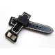 HNS 24MM Handmade Italian Natural Black Strap With Handed White Sewn In PRE-V Brushed Buckle