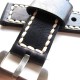 HNS 24MM Handmade Italian Natural Black Strap With Handed White Sewn In PRE-V Brushed Buckle