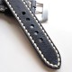 HNS 24MM Handmade Italian Natural Black Strap With Handed White Sewn In PRE-V Brushed Buckle
