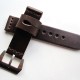 HNS 24MM Handmade Italia Dark Brown Strap With Handed Tan Sewn PRE-V Brushed Buckle