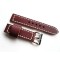 HNS 22MM Handmade Italian Dark Tan Calf Strap With Handed White Sewn PRE-V Polished Buckle
