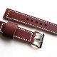HNS 22MM Handmade Italian Dark Tan Calf Strap With Handed White Sewn PRE-V Polished Buckle