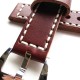 HNS 22MM Handmade Italian Dark Tan Calf Strap With Handed White Sewn PRE-V Polished Buckle