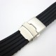 HNS BLACK SILICONE DIVER RUBBER WATCH STRAP WITH DEPLOYMENT BUCKLE